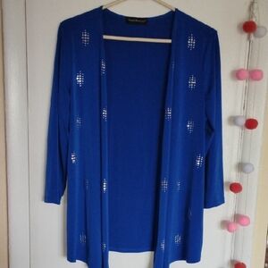 Blue Lightweight Open-Front Cardigan Sweater